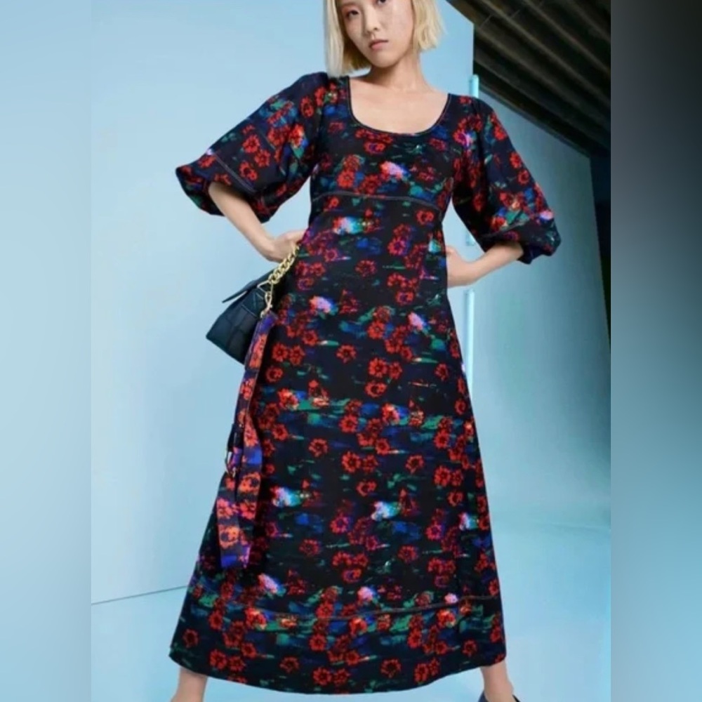 NWT RACHEL COMEY KODAK RED FLORAL MAXI DRESS - Picture 1 of 7